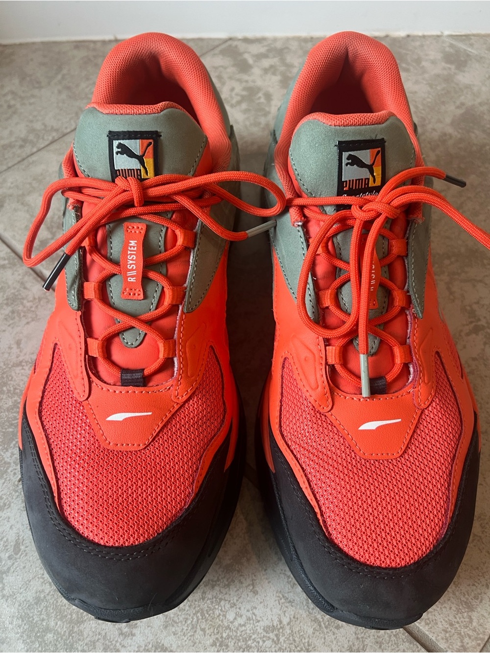 Puma Men’s Coral Orange & Sage Green RS-X Sneakers R system - Picture 3 of 8